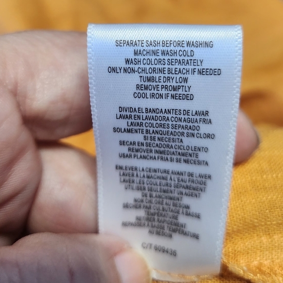 Maison Tara Orange Sleeveless Linen Square Neck Belted Dress size 12 - Picture 7 of 7